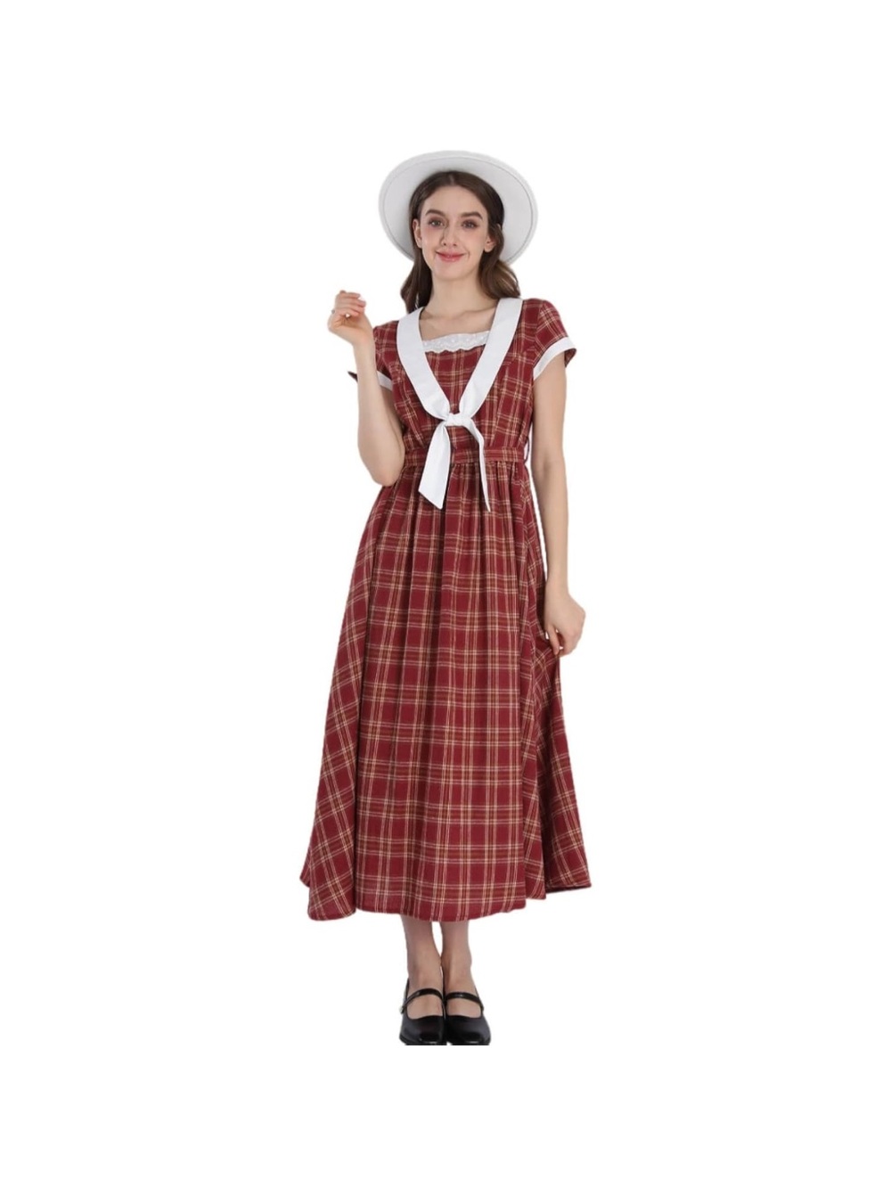 Women 1950s retro dress Vintage Christmas Plaid Dress Cap Sleeve size medium